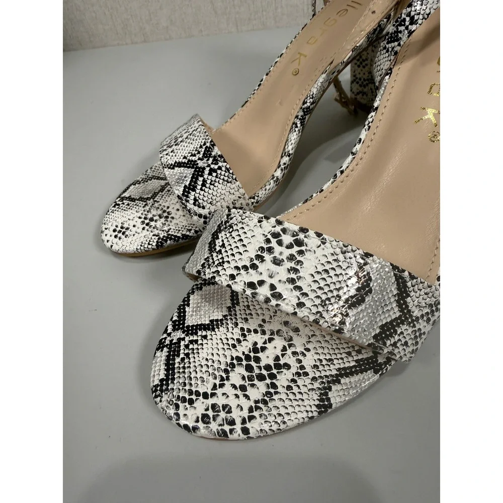 Allegra K Women's Snakeskin Heels Chunky Heels‎ Ankle Strap Sandals women size 7
